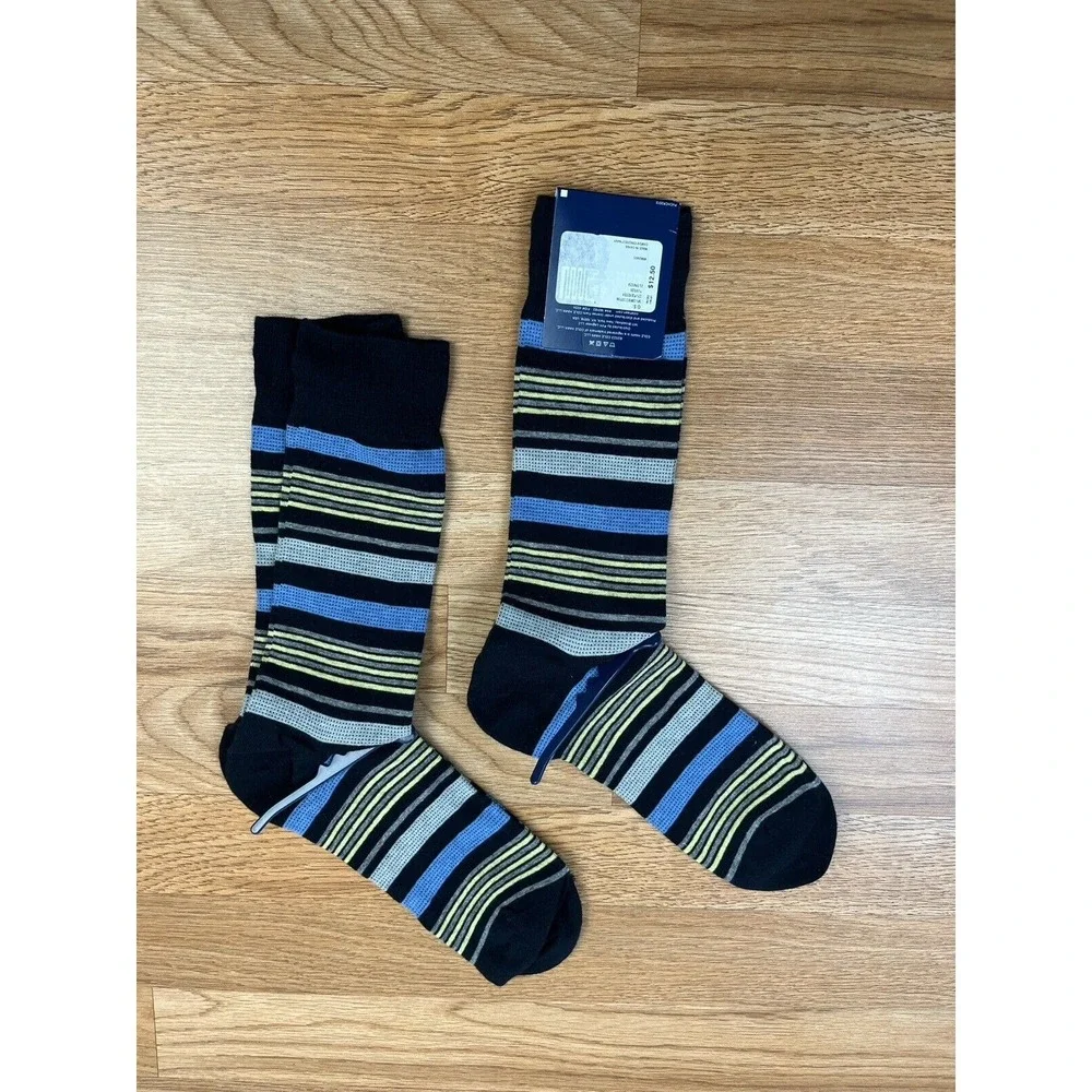 Cole Haan 2 Pairs Men's Dress Crew Socks One Size Striped NEW